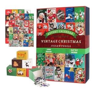 Vintage Christmas Advent Calendar Jigsaw Puzzle – 1000 Pieces – 24 Box Countdown